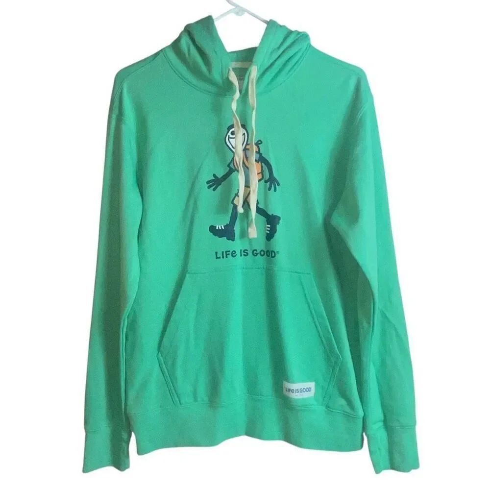 LIFE IS GOOD Mint Green Jake Hiking Hoodie Sweatshirt Men’s Sz Small